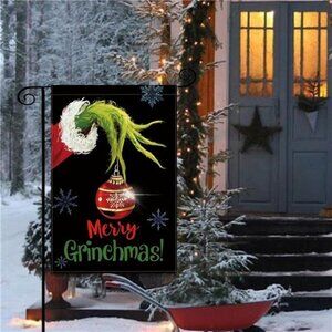 Merry Christmas Garden Flag: Grinch Christmas Decoration Outdoor Yard Flag 12x18